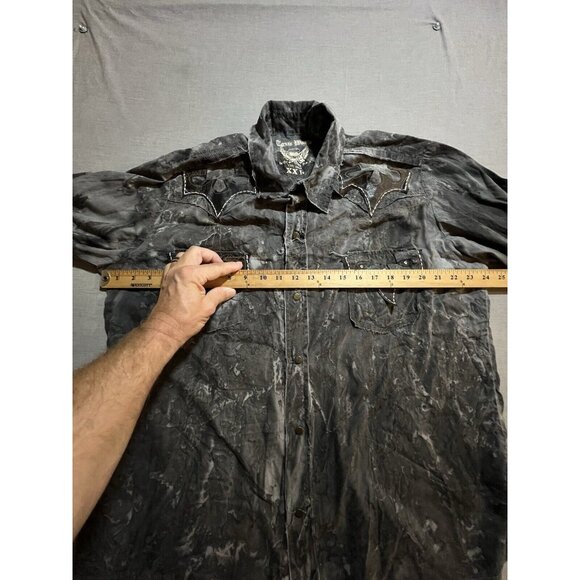 Toxic Magic Button Up Shirt Mens XXL Black Studded‎ Rockabilly Long Sleeve - Picture 8 of 11